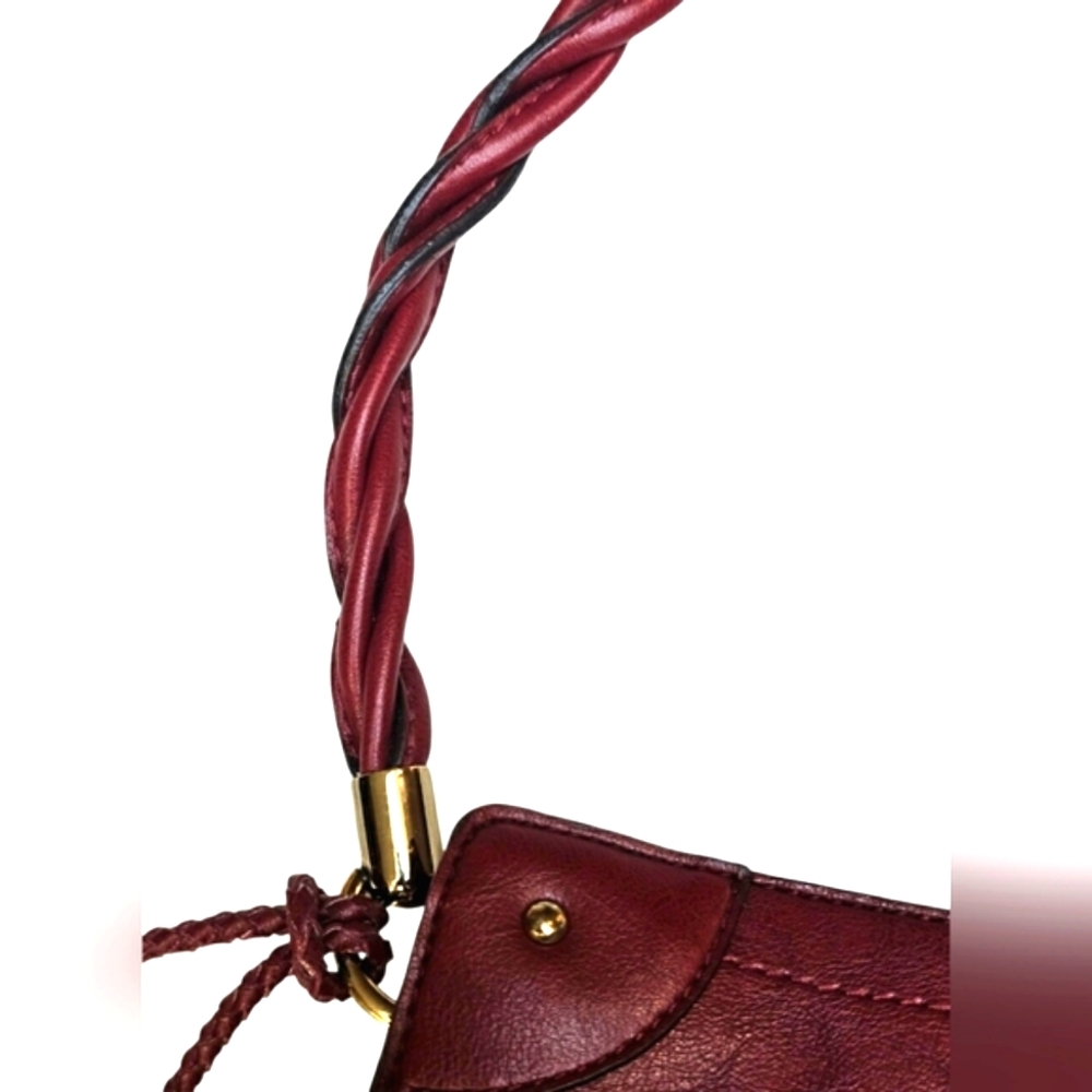 Relic Burgundy Soft Faux Leather Shoulder Bag Purse Braided Handle Gold Tassle - Picture 8 of 12